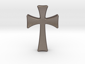 Germanic Cross Pendant, 45mm Tall in Polished Bronzed Silver Steel