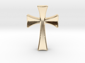 Germanic Cross Pendant, 45mm Tall in 14K Yellow Gold