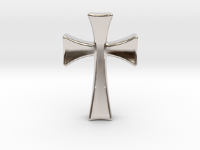 Germanic Cross Pendant, 45mm Tall in Rhodium Plated Brass