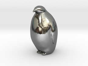 Penguin Looking Ahead in Fine Detail Polished Silver