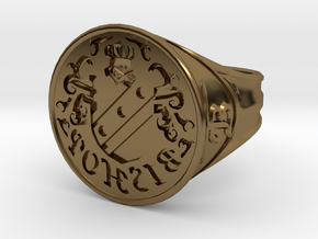 Bishop Family Signet Ring Size 12.5 in Polished Bronze