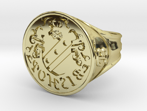Bishop Family Signet Ring Size 12.5 in 18k Gold Plated Brass