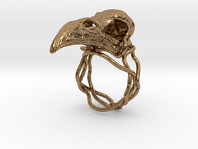 Raven skull ring  in Natural Brass