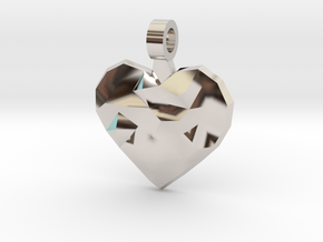 Heart of Polys pendant in Rhodium Plated Brass