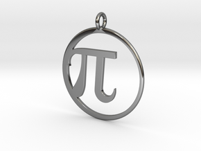 Pi Pendant in Fine Detail Polished Silver