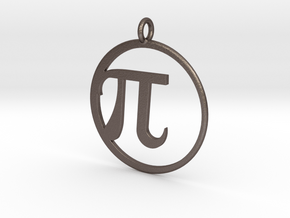 Pi Pendant in Polished Bronzed Silver Steel