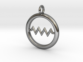 Resistor Symbol Pendant in Fine Detail Polished Silver
