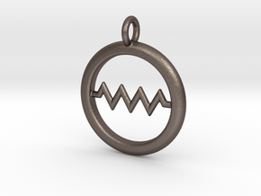 Resistor Symbol Pendant in Polished Bronzed Silver Steel