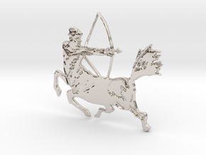 Centaur with bow in Rhodium Plated Brass