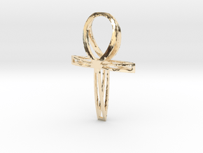 Large Double Ankh Pendant in 14k Gold Plated Brass