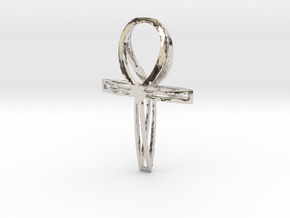 Large Double Ankh Pendant in Rhodium Plated Brass