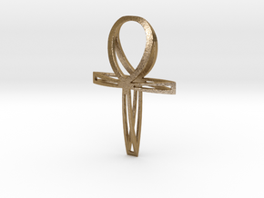 Large Double Ankh Pendant in Polished Gold Steel