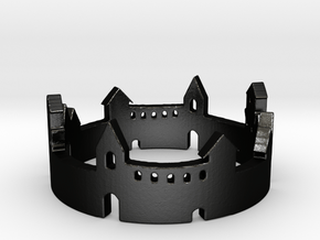 Walled Town Ring in Matte Black Steel