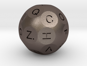 D26 Alphabetical Sphere Dice for Impact! Miniature in Polished Bronzed Silver Steel