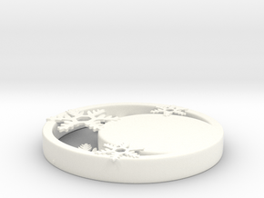Customizable Crescent Snowflake Ornament in White Processed Versatile Plastic