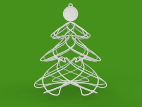 Twisted tree Christmas ornament in White Natural Versatile Plastic