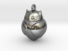 Owl Pendant in Fine Detail Polished Silver