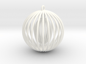 Double cage - Christmas Tree Ornament (Bauble) in White Processed Versatile Plastic