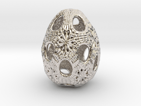 Christmas egg 1 in Rhodium Plated Brass