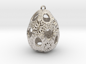 Christmas Egg 1 - Ha in Rhodium Plated Brass