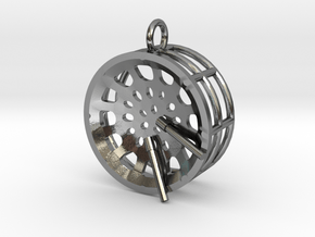 Low Tenor "Void" steelpan pendant2, S in Polished Silver