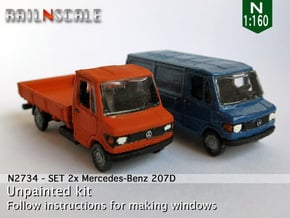 SET 2x Mercedes-Benz 207D (N 1:160) in Smooth Fine Detail Plastic