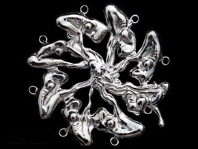 Elastic Life-cycle Pendant, 2.5"  Fine Art Sculpt. in Polished Silver