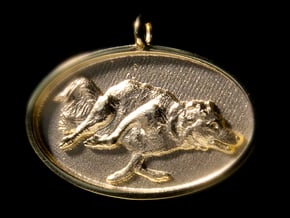 Agility Dog Pendant - 1 1/4 " Border Collie. in 18k Gold Plated Brass