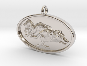Agility Dog Pendant - 1 1/4 " Border Collie. in Rhodium Plated Brass