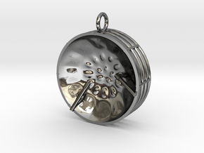 Low Tenor "Damntingself" steelpan pendant2, M in Fine Detail Polished Silver