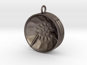 Low Tenor "Damntingself" steelpan pendant2, M in Polished Bronzed Silver Steel