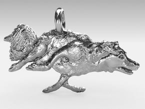 Agility Dog Pendant 1.17 " (2.98cm) Border Collie. in Fine Detail Polished Silver