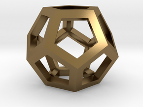 Dodecahedra, 1 Inch, 5 sided sections - smpl matrl in Polished Bronze
