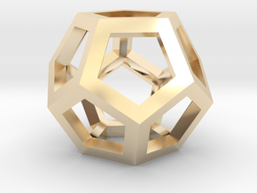 Dodecahedra, 1 Inch, 5 sided sections - smpl matrl in 14k Gold Plated Brass