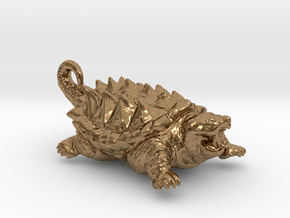 American Alligator Snapping Turtle Pendant in Natural Brass