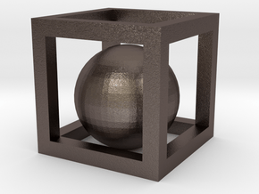 Ball-in-a-Box in Polished Bronzed Silver Steel