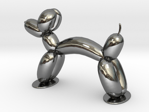 Balloon Animal Dog in Fine Detail Polished Silver
