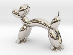 Balloon Animal Dog in Rhodium Plated Brass
