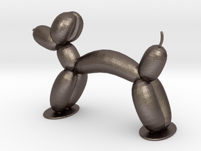 Balloon Animal Dog in Polished Bronzed Silver Steel