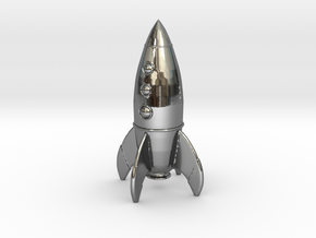 Rocket in Fine Detail Polished Silver