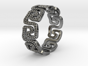 Schlangenmäander BorKlFinger Ring Size 8.5 in Polished Silver