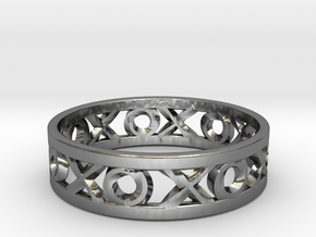 Size 8 Xoxo Ring in Fine Detail Polished Silver