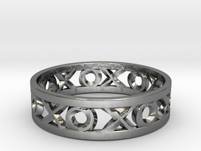 Size 10 Xoxo Ring in Fine Detail Polished Silver