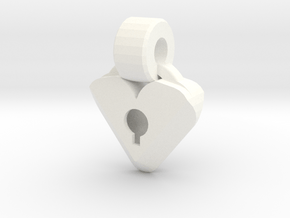 Heart Locket Pendant in White Processed Versatile Plastic