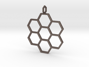 Honeycomb Pendant in Polished Bronzed Silver Steel