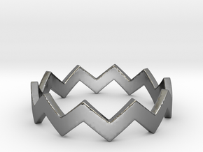 Zig Zag Wave Stackable Ring Size 7 in Fine Detail Polished Silver