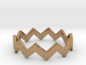 Zig Zag Wave Stackable Ring Size 7 in Polished Brass