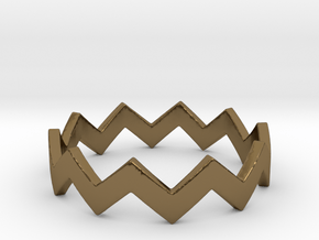 Zig Zag Wave Stackable Ring Size 7 in Polished Bronze