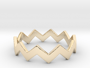 Zig Zag Wave Stackable Ring Size 7 in 14k Gold Plated Brass