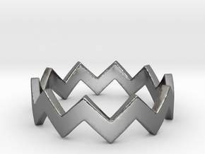 Zig Zag Wave Stackable Ring Size 4 in Fine Detail Polished Silver